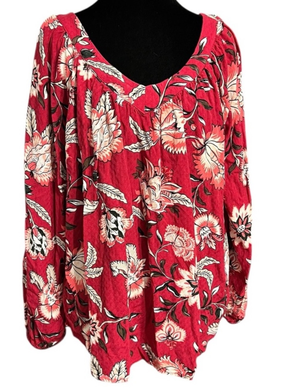 LOFT Outlet Red Floral Blouse L
